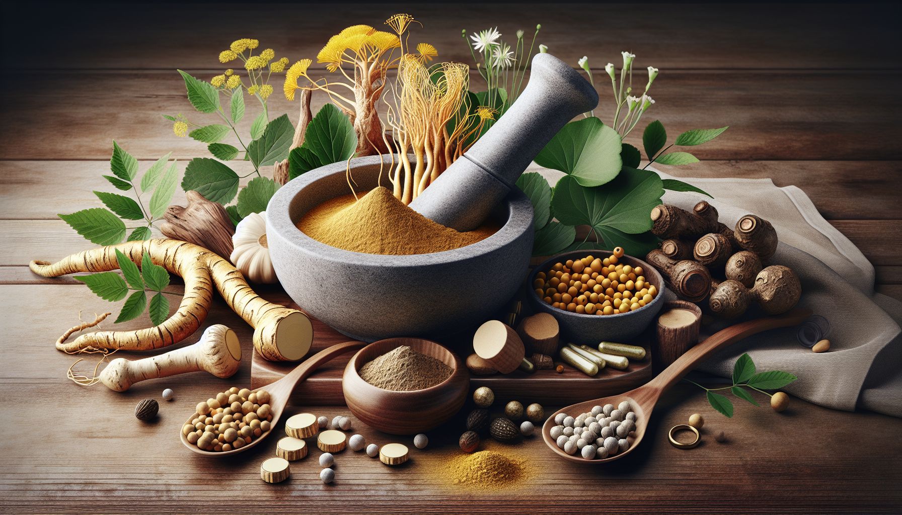 Image of natural herbs and plants for potency remedies
